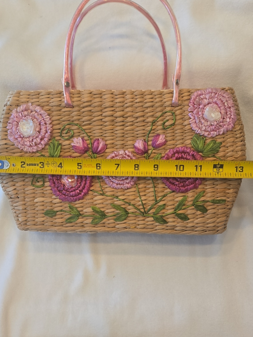 Pink Floral Embroidered Straw Tote By Caslon - Picture 5 of 7